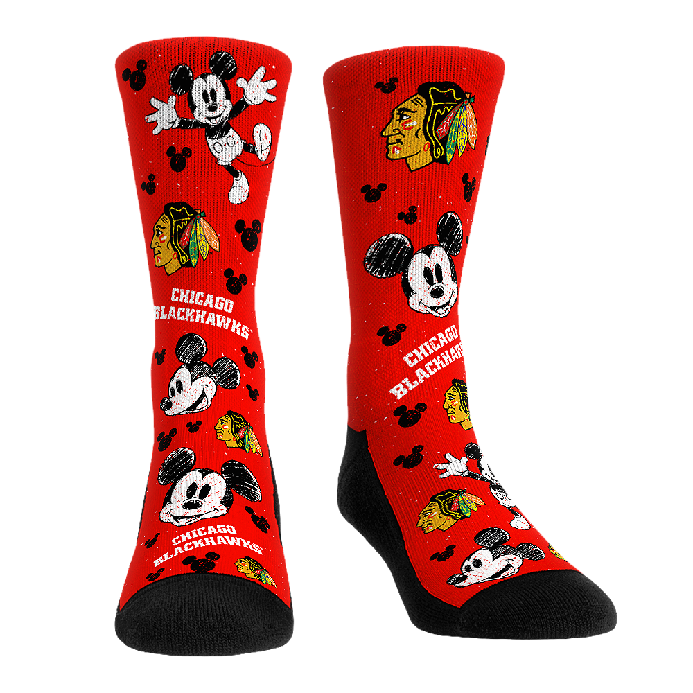 Chicago Blackhawks - Disney - Mickey Sketch | Rock 'Em Socks