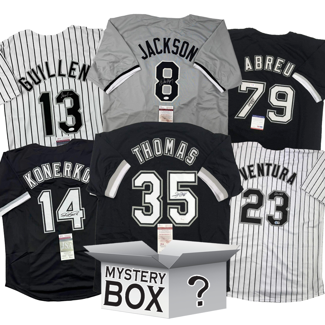 Autographed/Signed Chicago Baseball Jersey Mystery Box with PSA JSA or Beckett COA 1