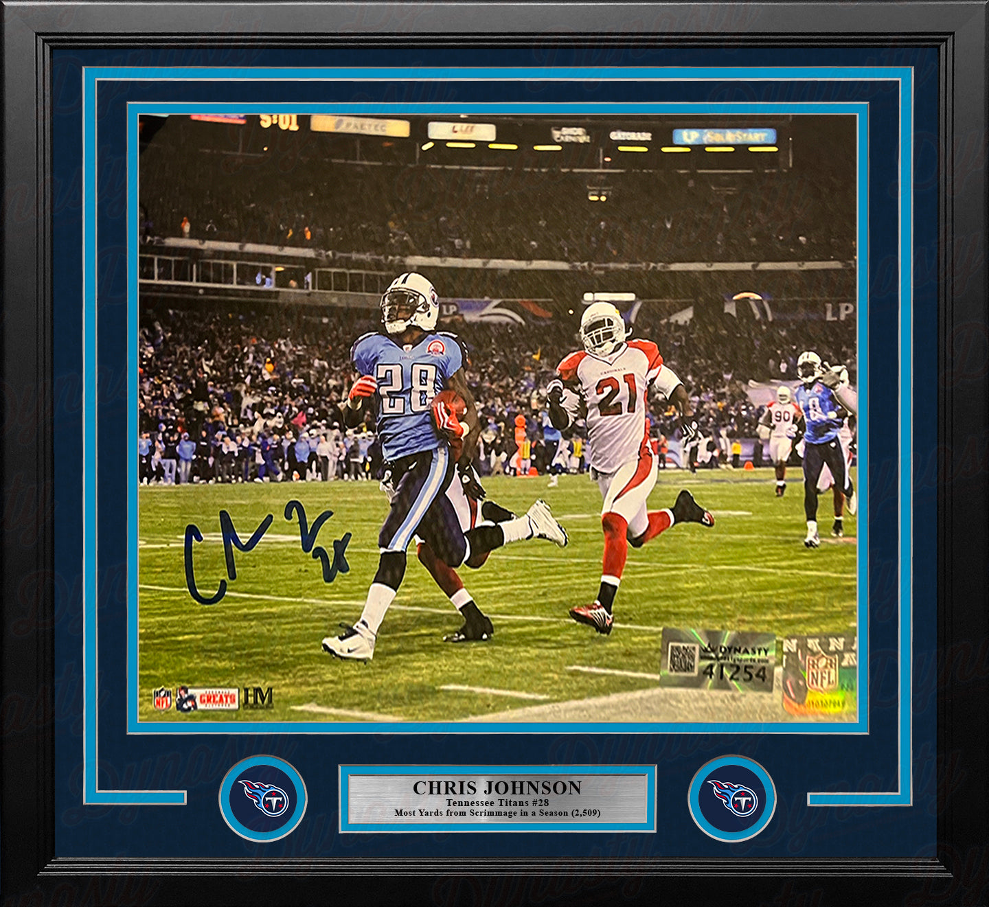 Chris Johnson Sideline Run Tennessee Titans Autographed 11" x 14" Framed Football Photo 2