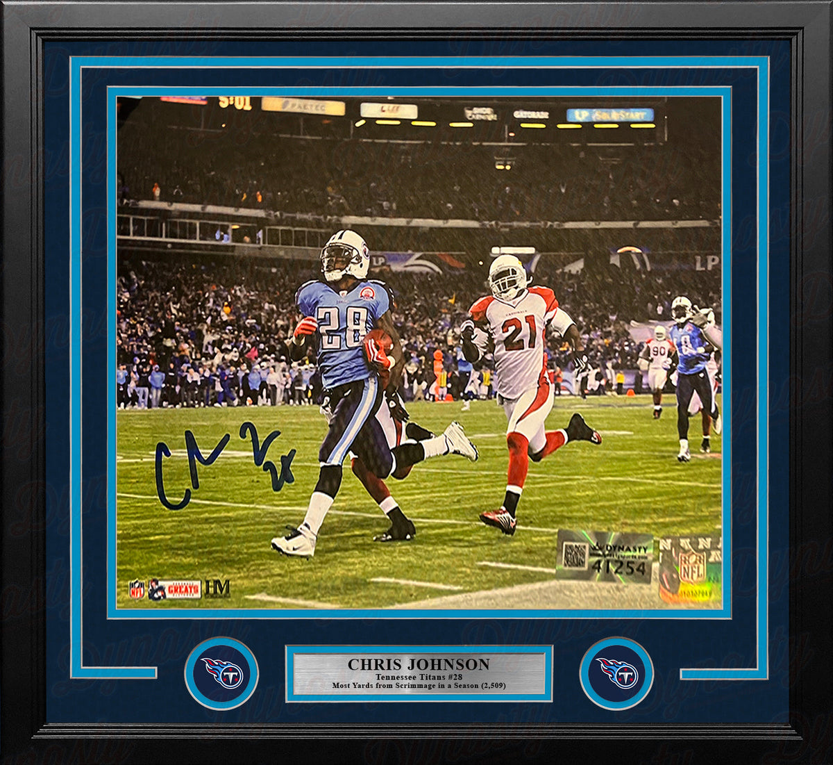 Chris Johnson Sideline Run Tennessee Titans Autographed 16" x 20" Framed Football Photo 2