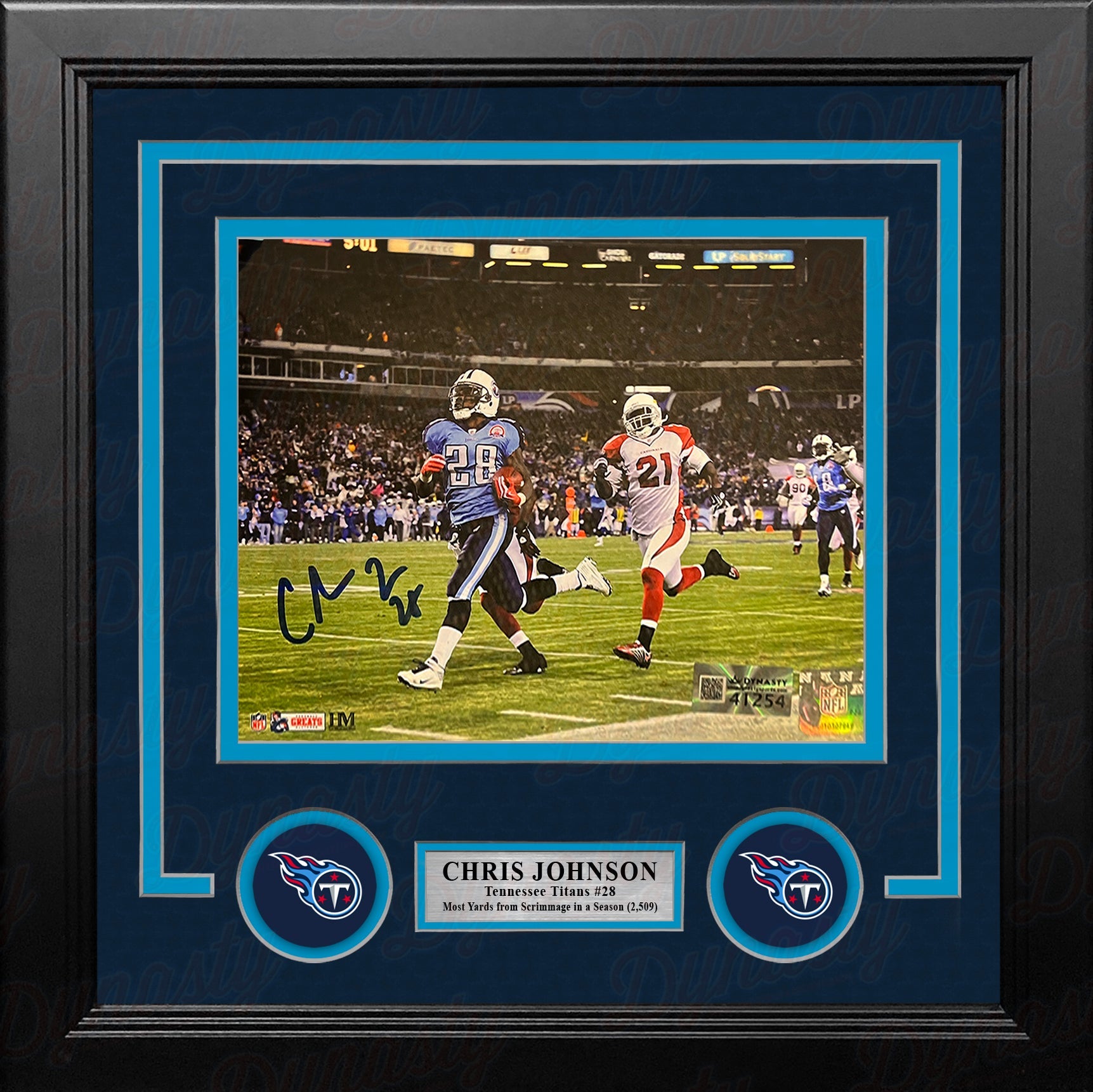 Chris Johnson Sideline Run Tennessee Titans Autographed 8" x 10" Framed Football Photo 2