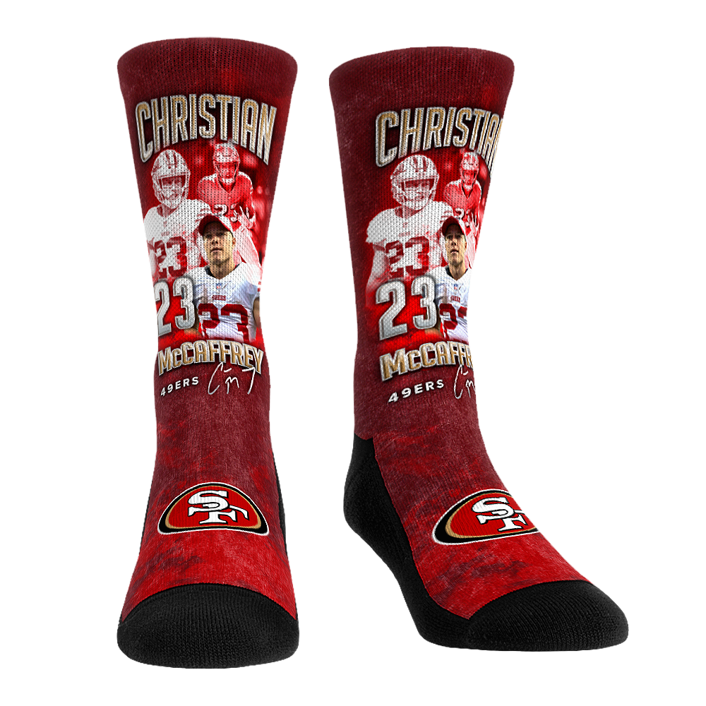 Christian McCaffrey - San Francisco 49ers  - Retro Photo | Rock 'Em Socks 1
