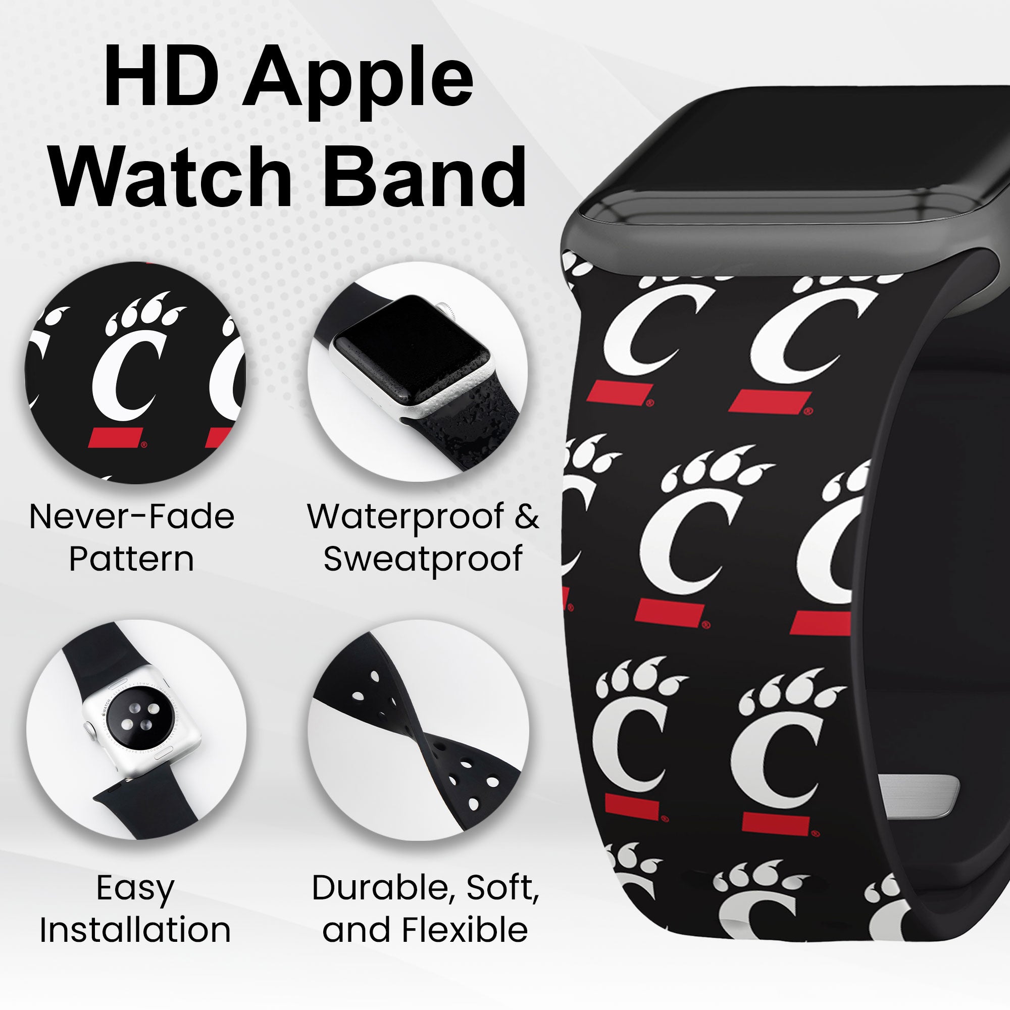 Cincinnati Bearcats HD Apple Watch Band 9