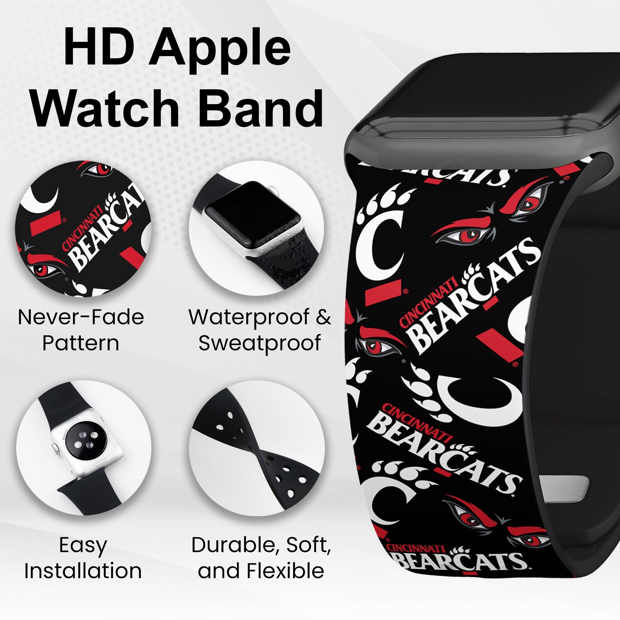 Cincinnati Bearcats HD Apple Watch Band 15