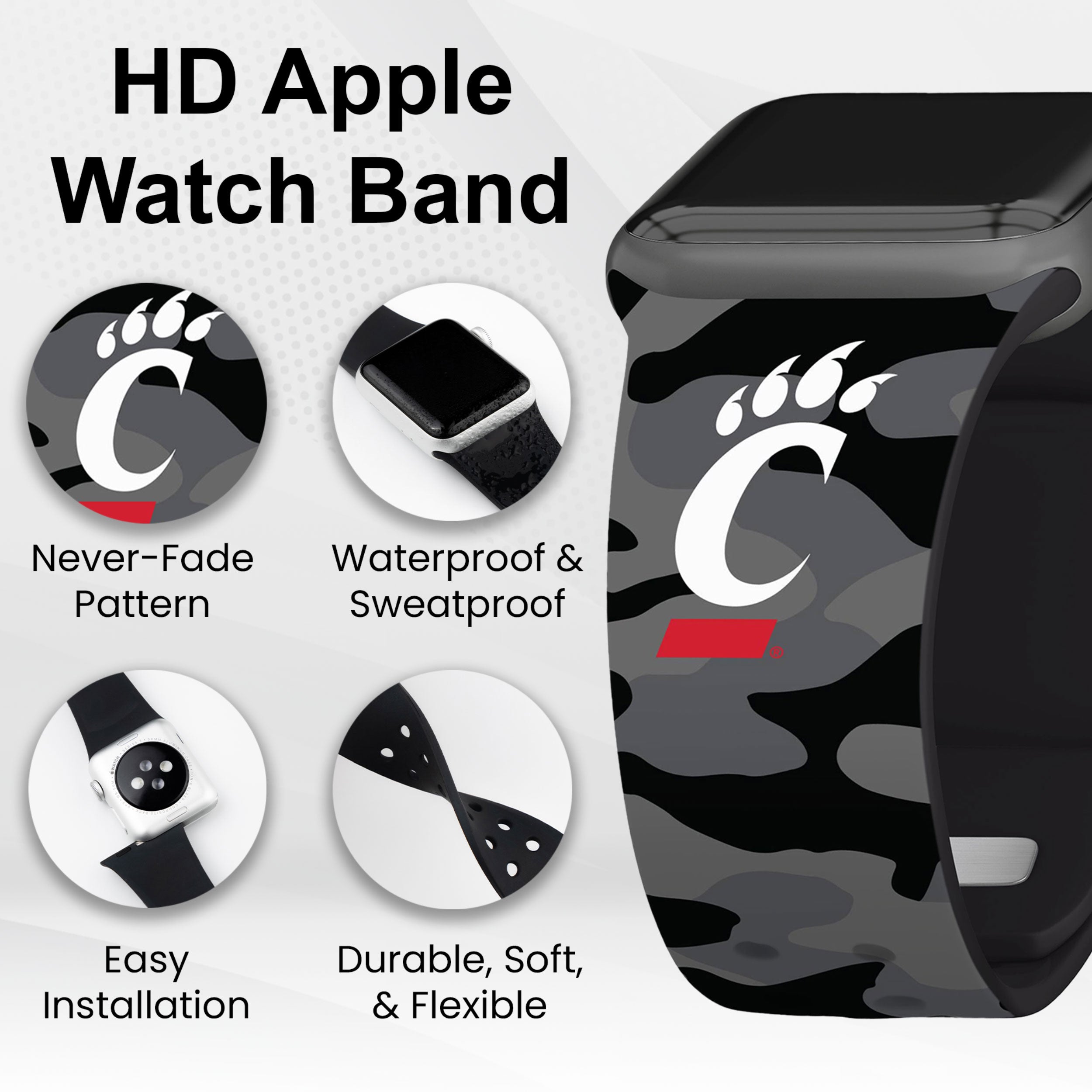 Cincinnati Bearcats HD Apple Watch Band 28
