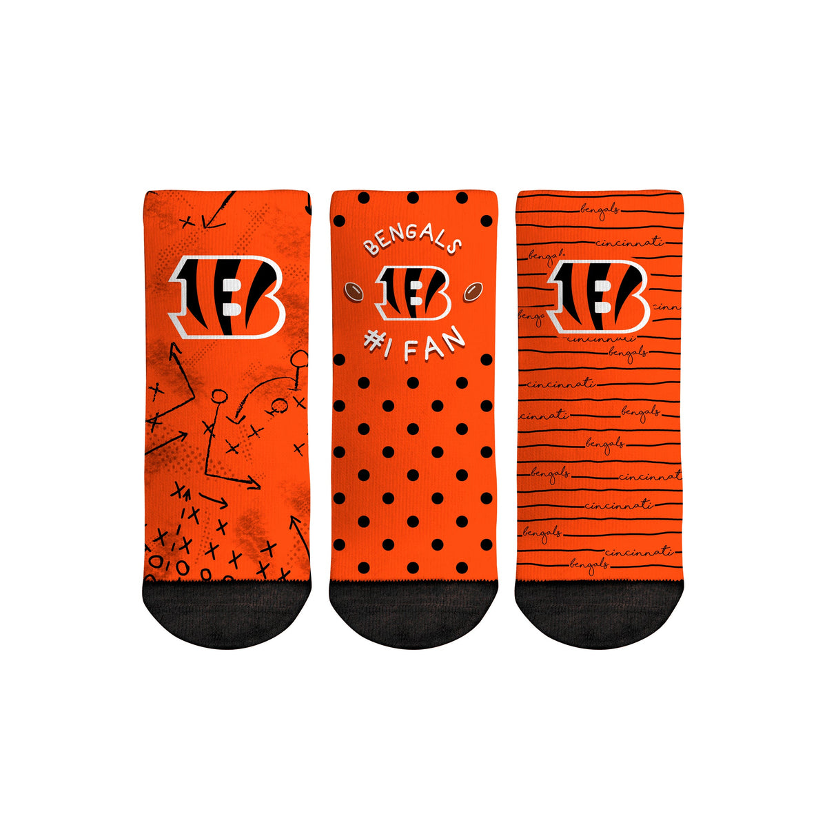 Cincinnati Bengals - Number 1 Fan 3-Pack (Toddler) | Rock 'Em Socks 1