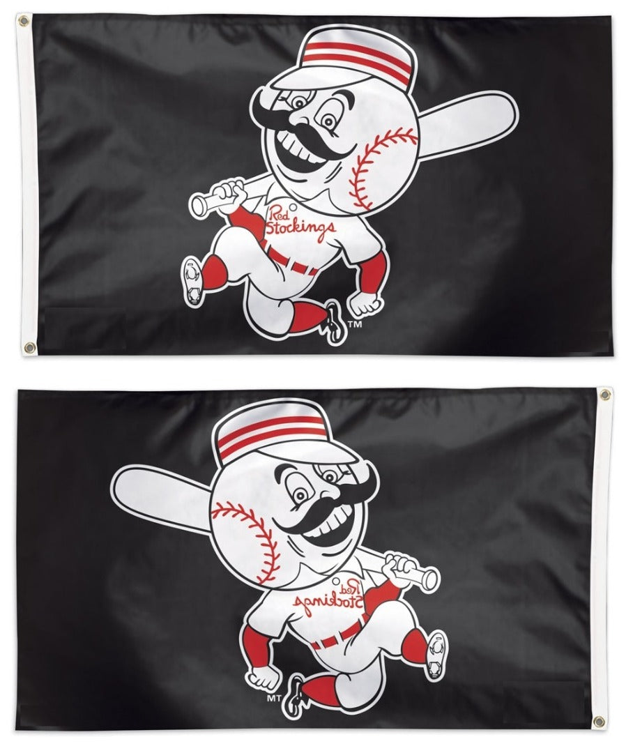 Cincinnati Reds Flag 3x5 Cooperstown Logo Black 1