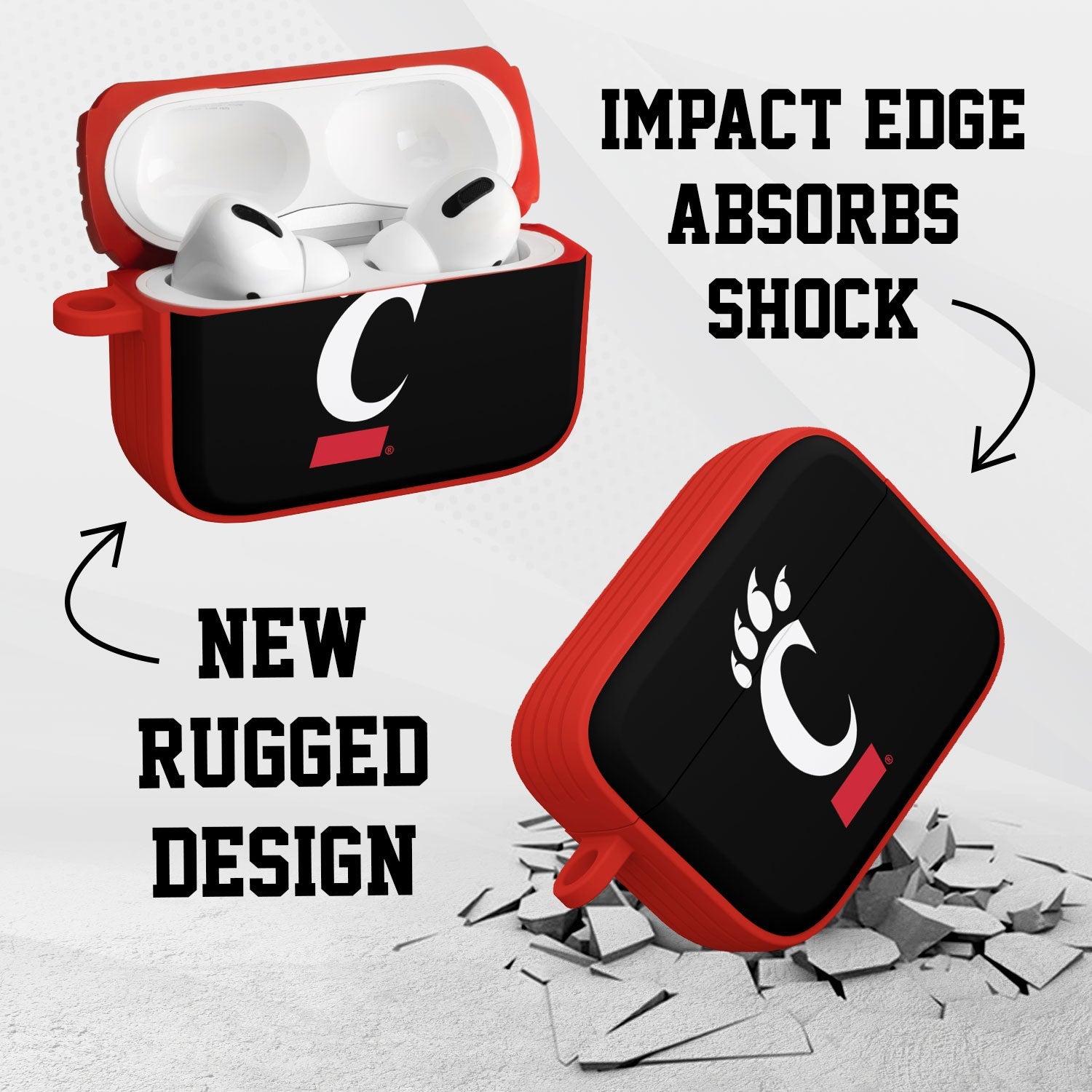 Cincinnati Bearcats HDX AirPods Pro 1 & 2 Case Cover 2