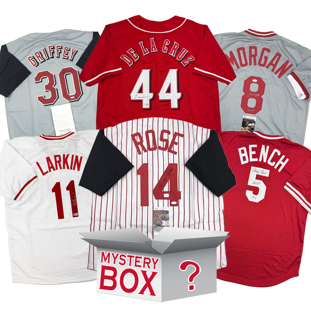 Autographed/Signed Cincinnati Baseball Jersey Mystery Box with PSA JSA or Beckett COA 1