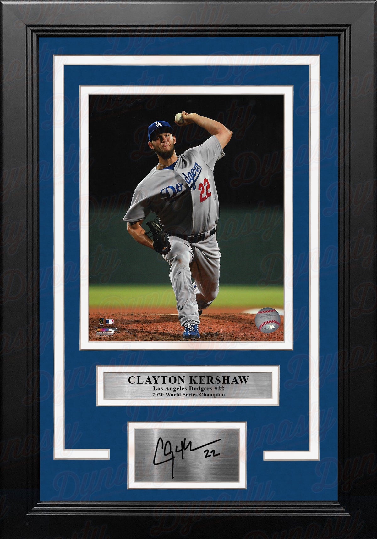 Clayton Kershaw in Action Los Angeles Dodgers 8" x 10" Framed Baseball Photo with Engraved Autograph 1