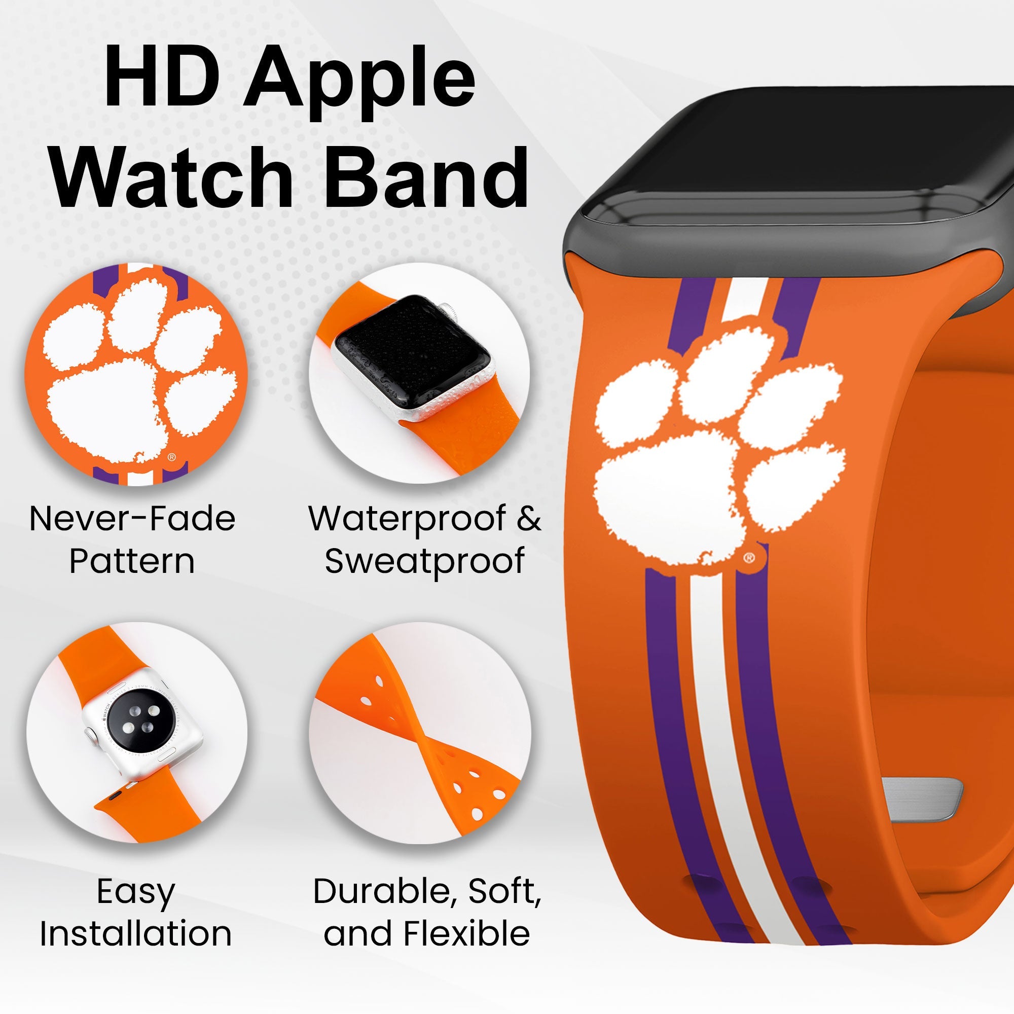 Clemson Tigers HD Apple Watch Band 3