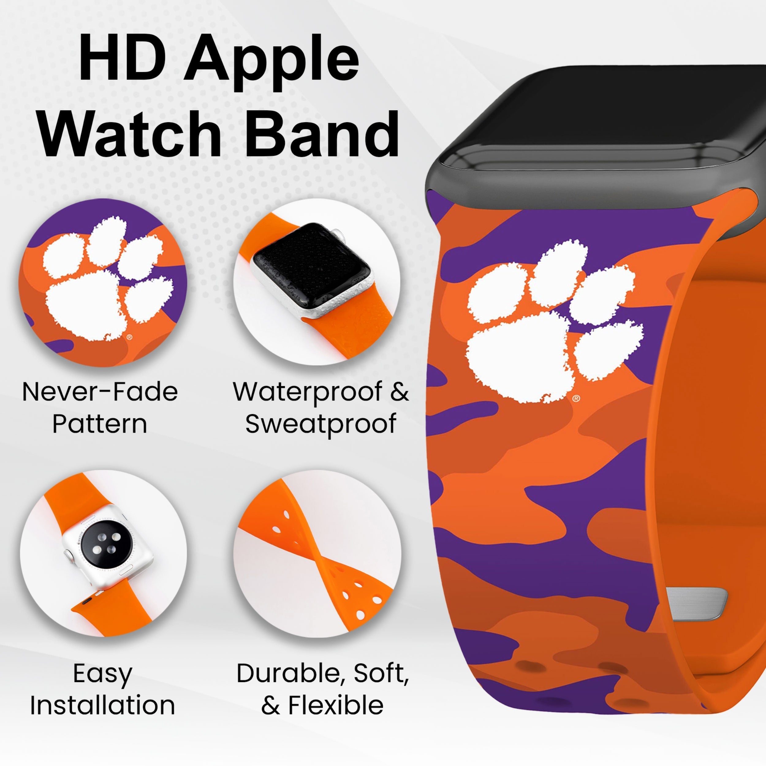 Clemson Tigers HD Apple Watch Band 22