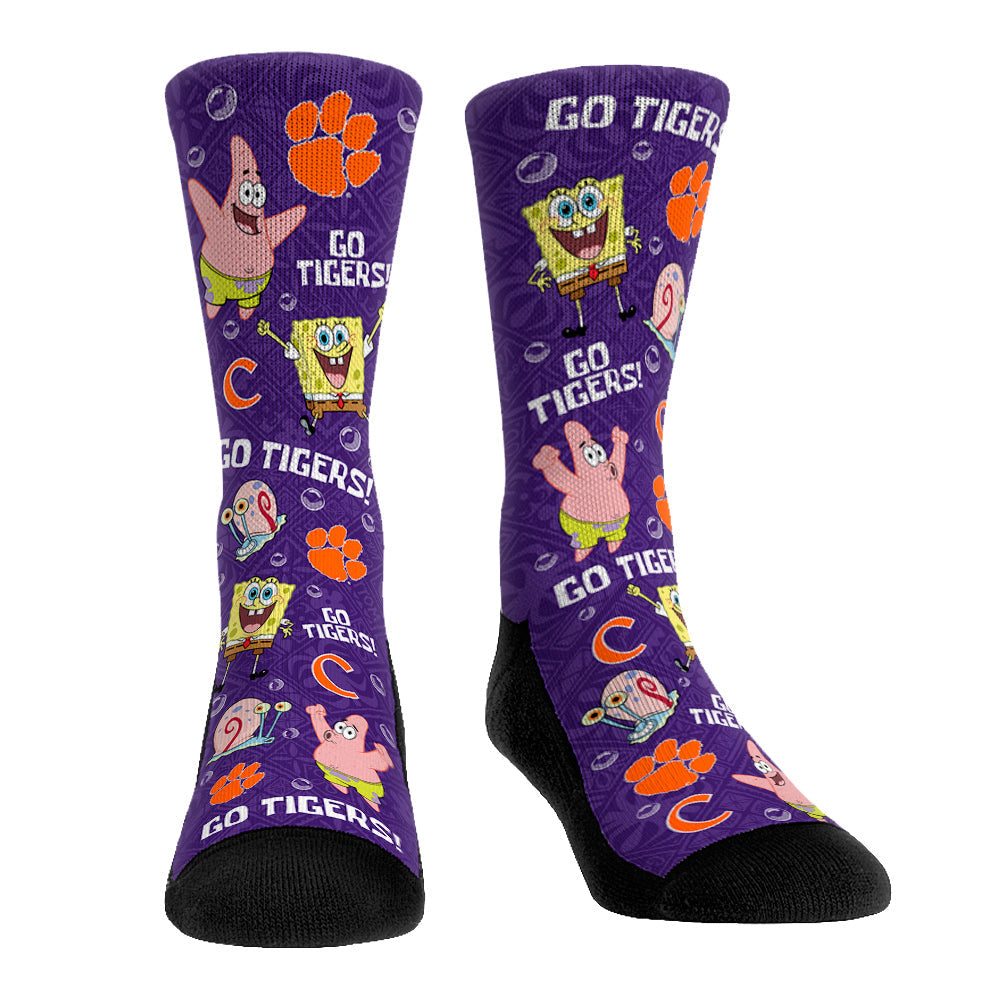 Clemson Tigers - SpongeBob SquarePants Characters All-Over | Rock 'Em Socks