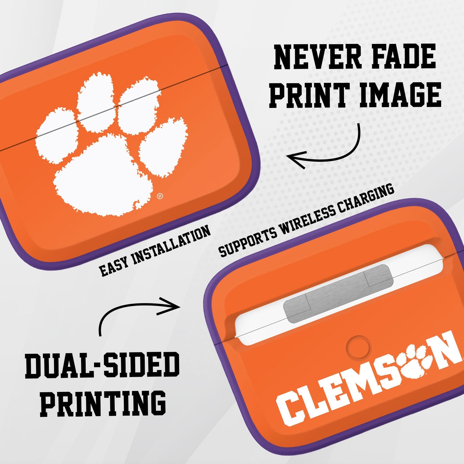 Clemson Tigers HDX Apple AirPods Pro 1 & 2 Case Cover 3