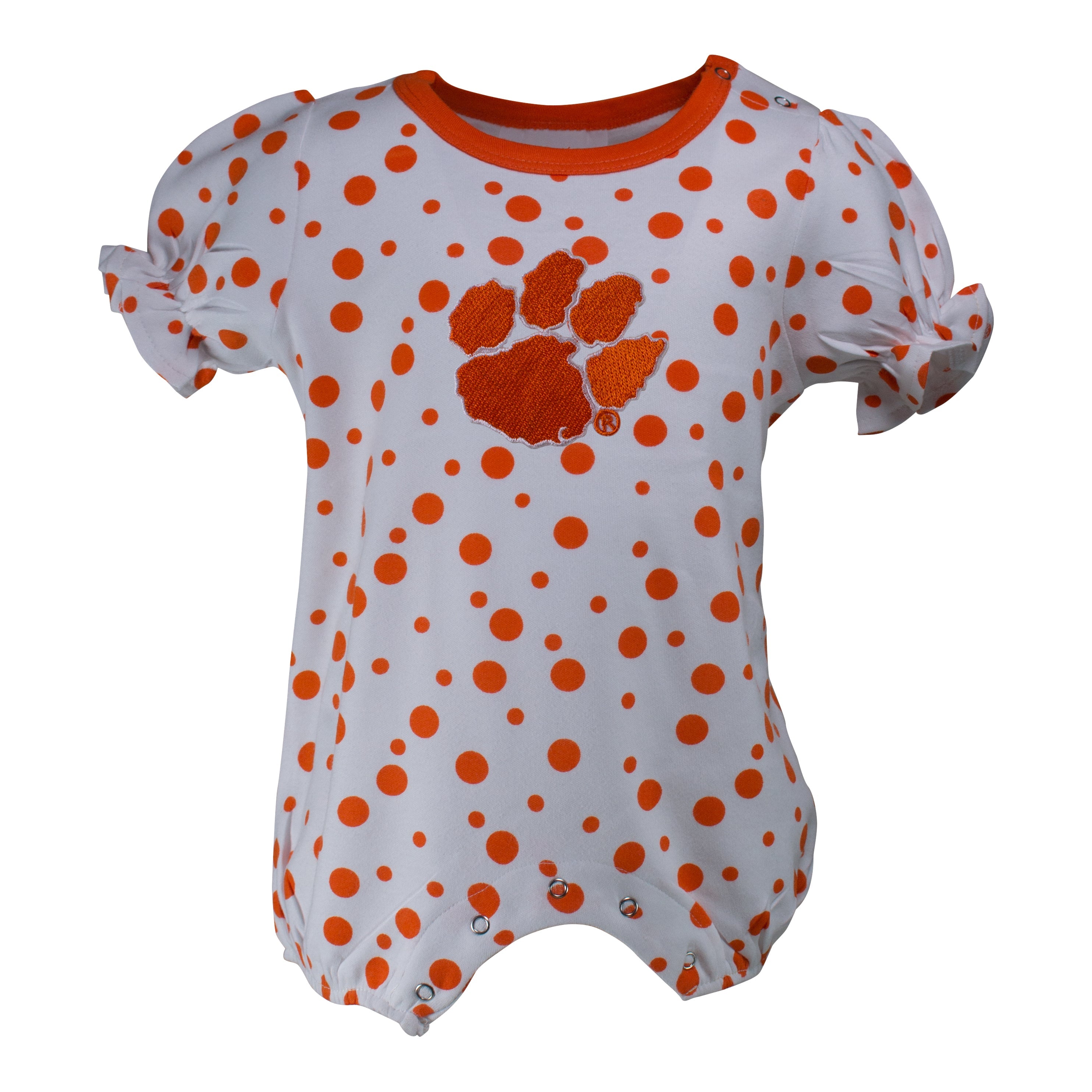 Clemson Polka Dot Girl's Romper | Two Feet Ahead