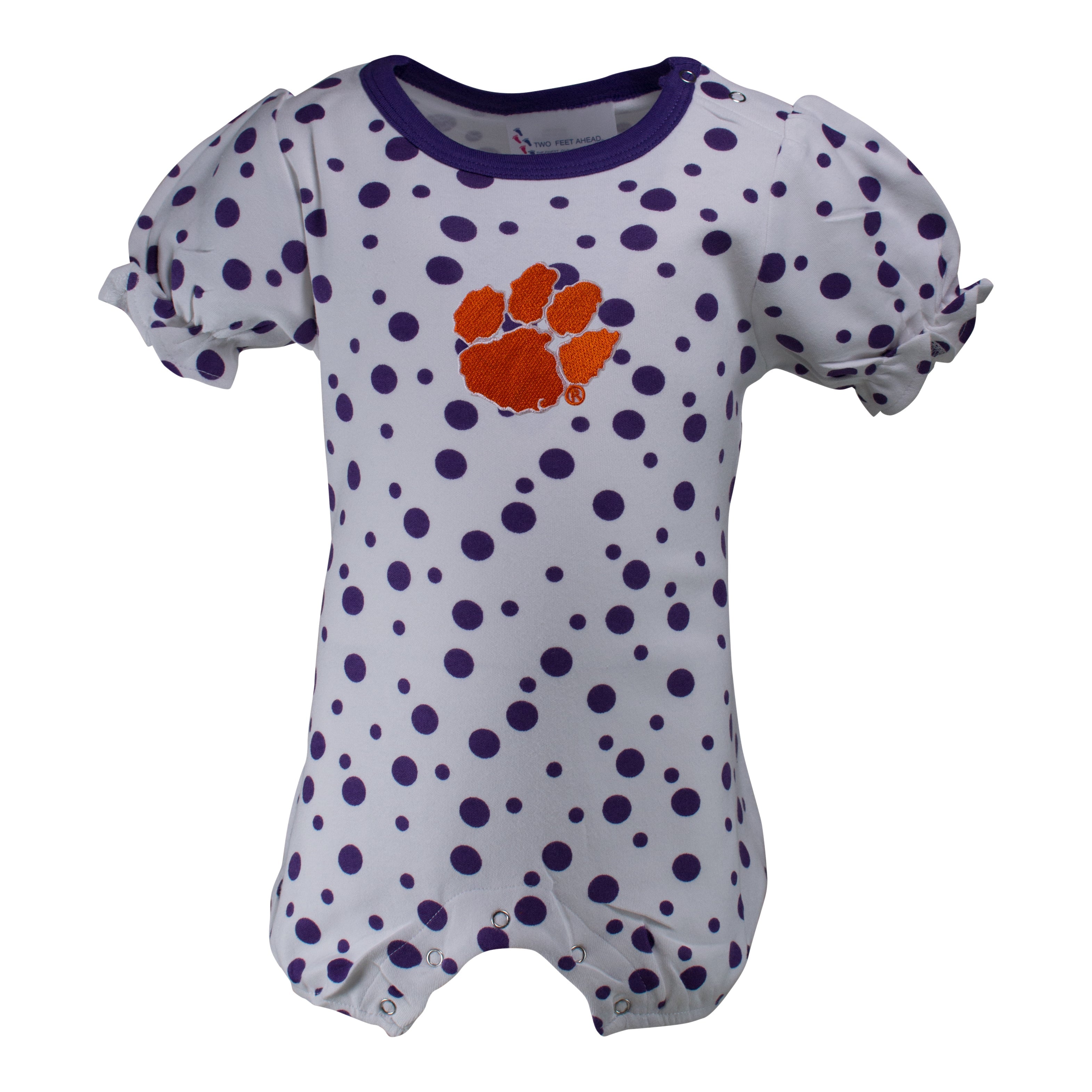 Clemson Polka Dot Girl's Romper | Two Feet Ahead