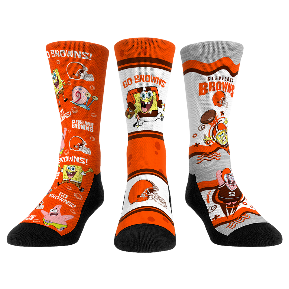 Cleveland Browns - SpongeBob SquarePants  - 3-Pack | Rock 'Em Socks 1