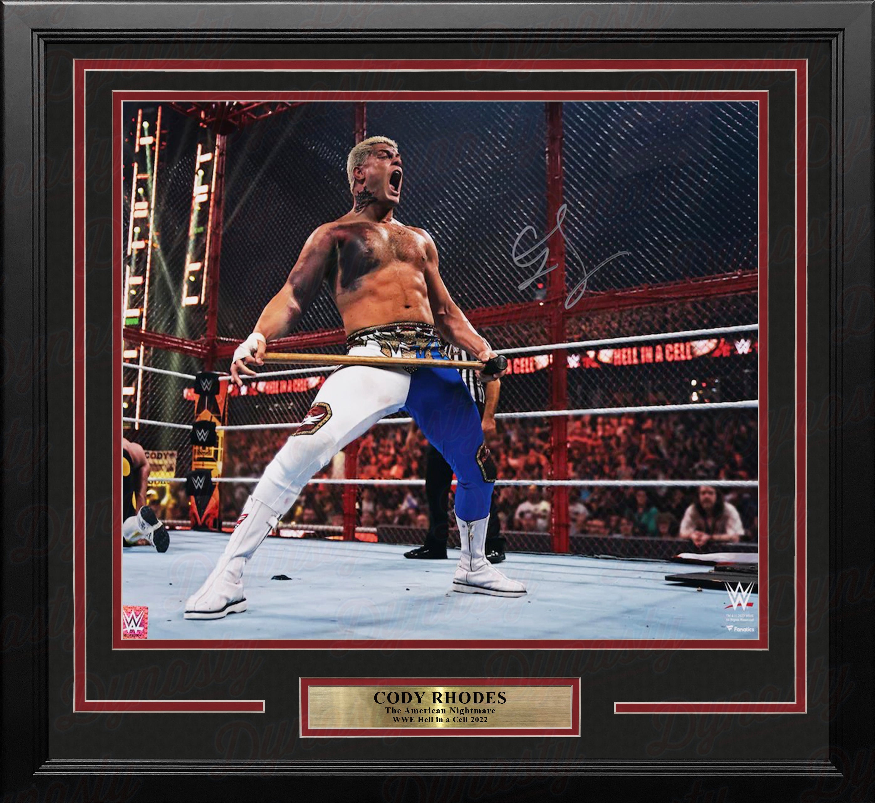 Cody Rhodes Hell in a Cell with a Sledgehammer Autographed 16" x 20" Framed Wrestling Photo 1