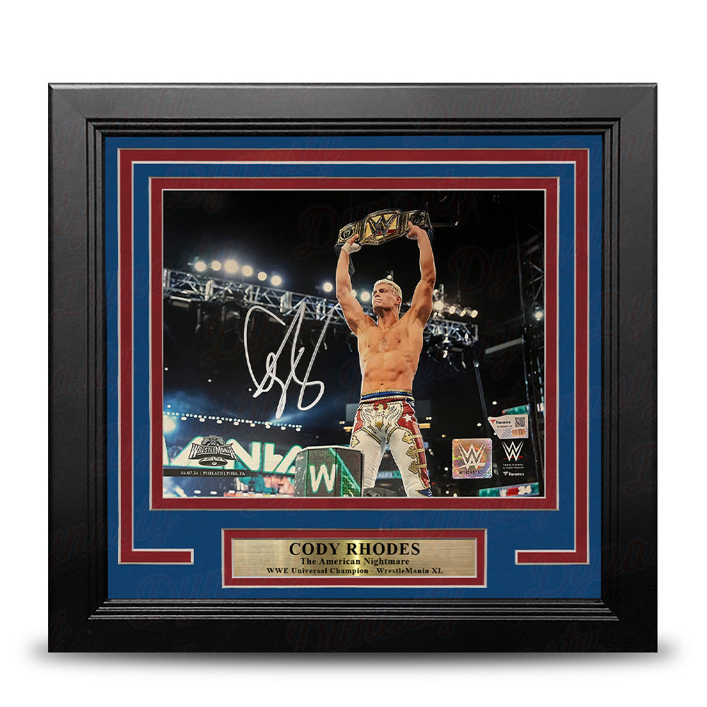 Cody Rhodes WrestleMania XL Championship Celebration Autographed 8" x 10" Framed WWE Wrestling Photo 1