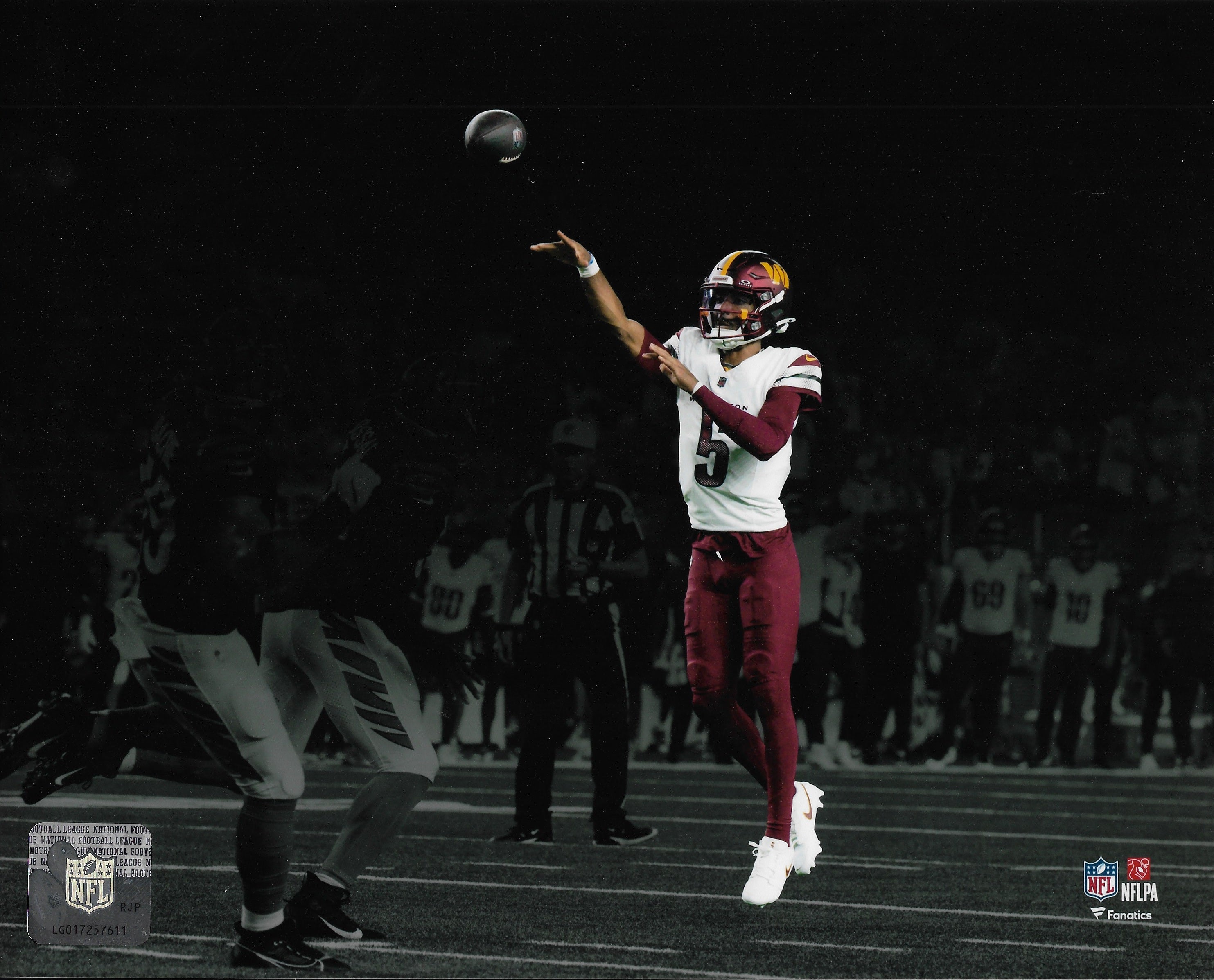 Jayden Daniels Blackout Action Washington Commanders 8" x 10" Football Photo 1