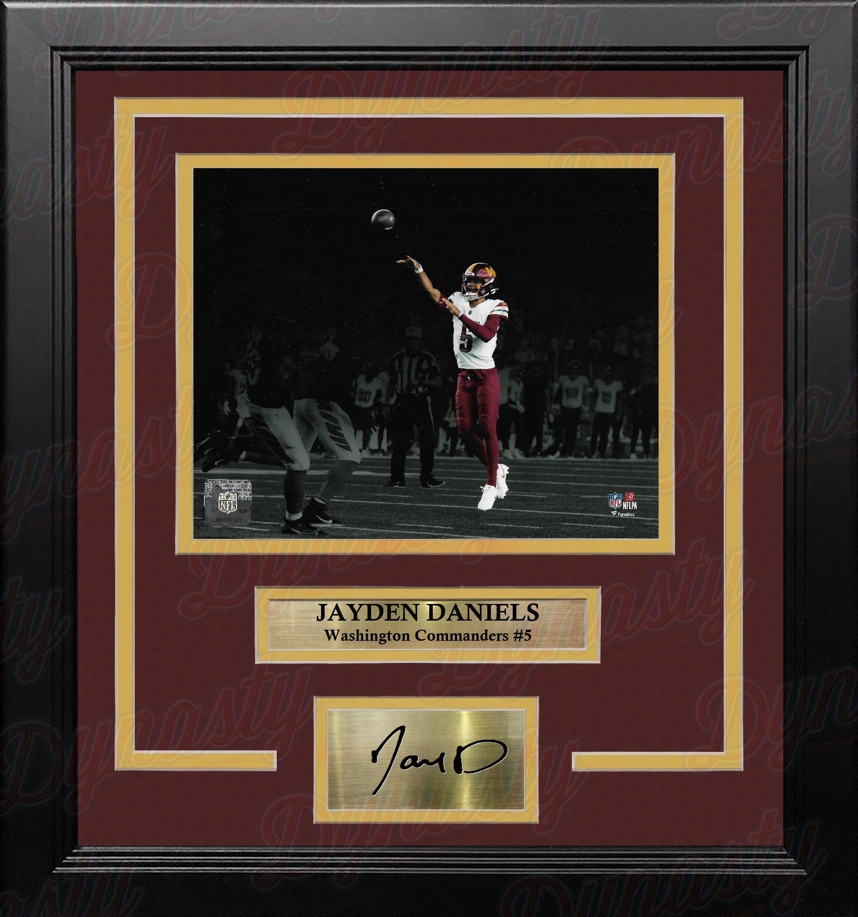 Jayden Daniels Blackout Action Washington Commanders 8" x 10" Framed Photo with Engraved Autograph 1
