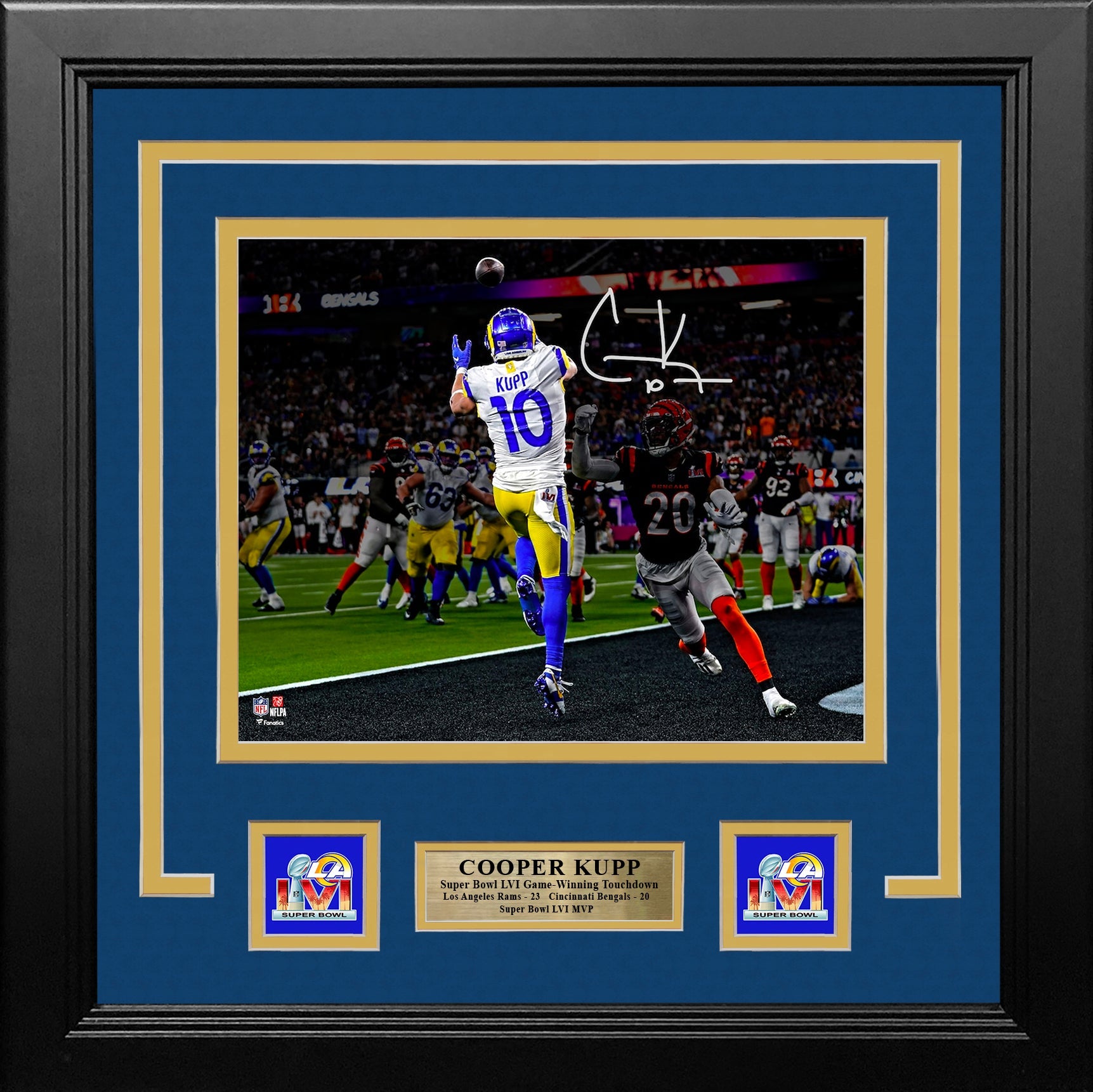 Cooper Kupp Super Bowl LVI Game-Winning Touchdown Los Angeles Rams Autographed 8x10 Framed Photo 1