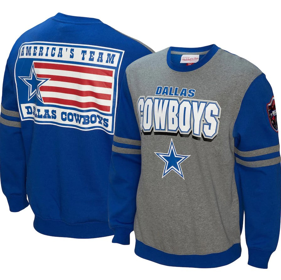 Dallas Cowboys Mitchell & Ness All Over 2.0 Pullover Sweatshirt - Royal 1