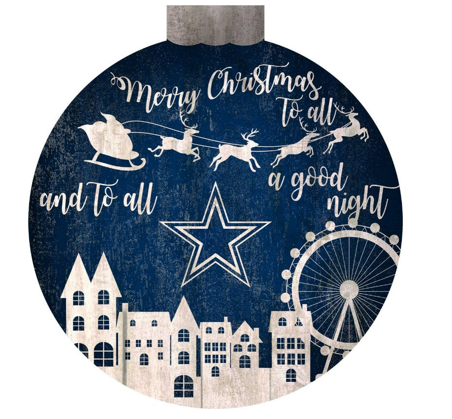 Dallas Cowboys 12" Christmas Village Wall Art Wood Sign 1