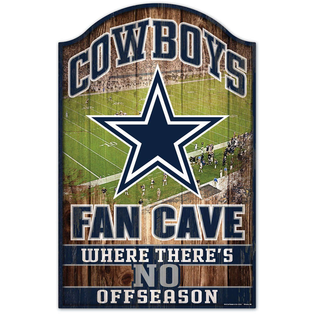 Dallas Cowboys Fan Cave 11" x 17" Wood Sign 1