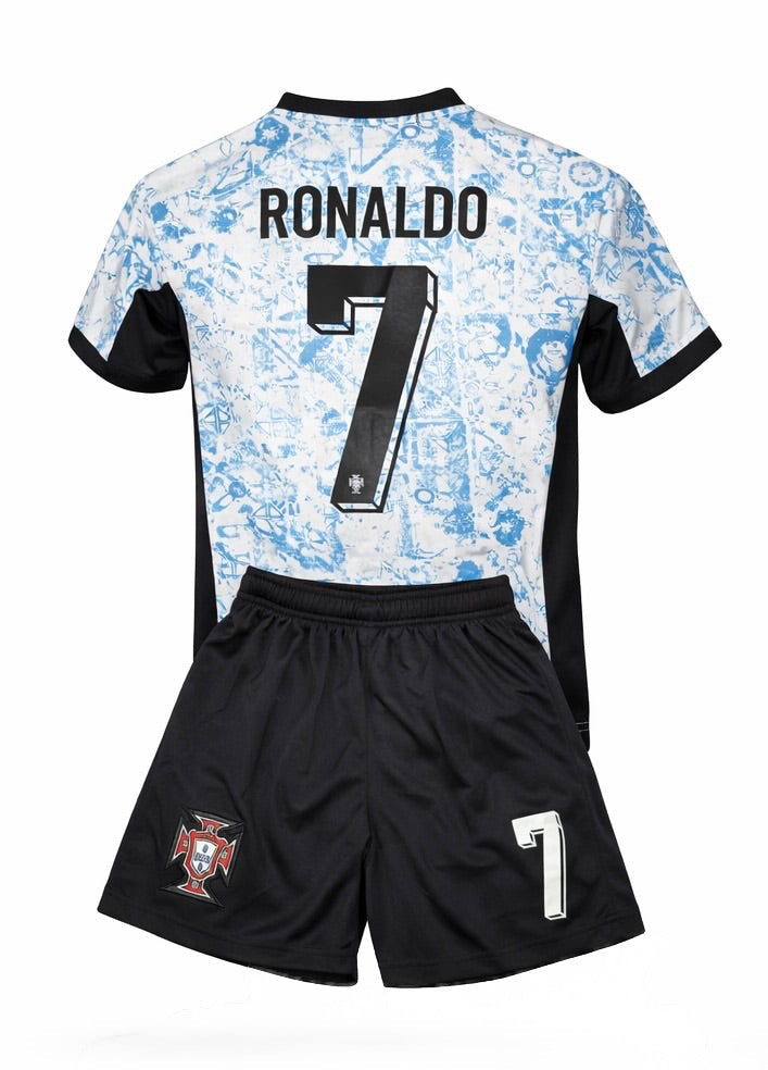 Ronaldo Portugal Away Blue Kids Soccer Jersey Kit 2 Piece Set 1