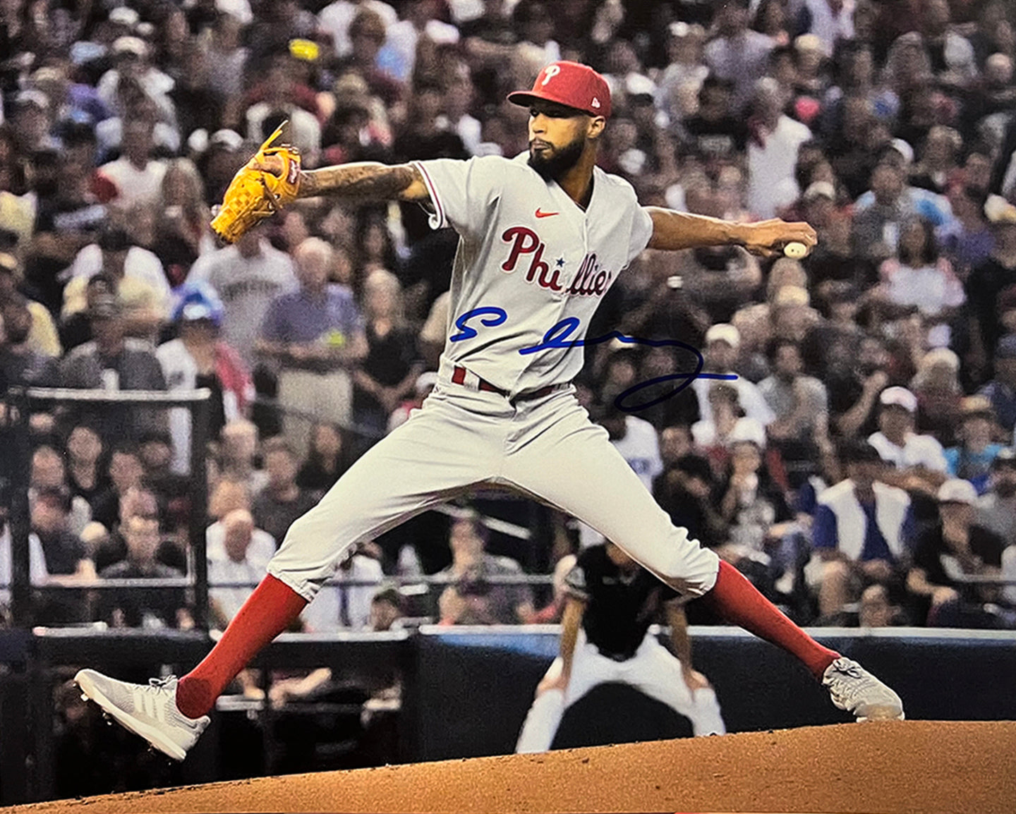 Cristopher Sanchez in Action Autographed Philadelphia Phillies 11" x 14" Baseball Photo 2