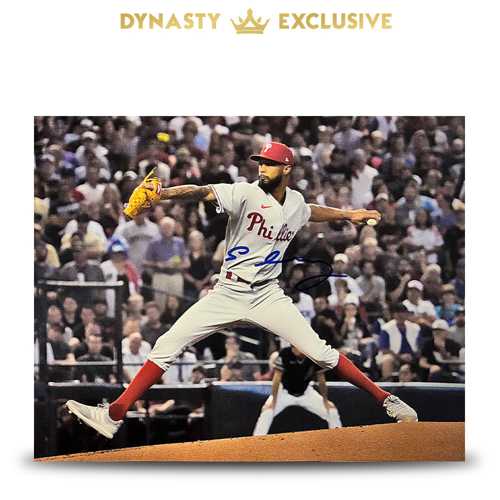 Cristopher Sanchez in Action Autographed Philadelphia Phillies 11" x 14" Baseball Photo 1
