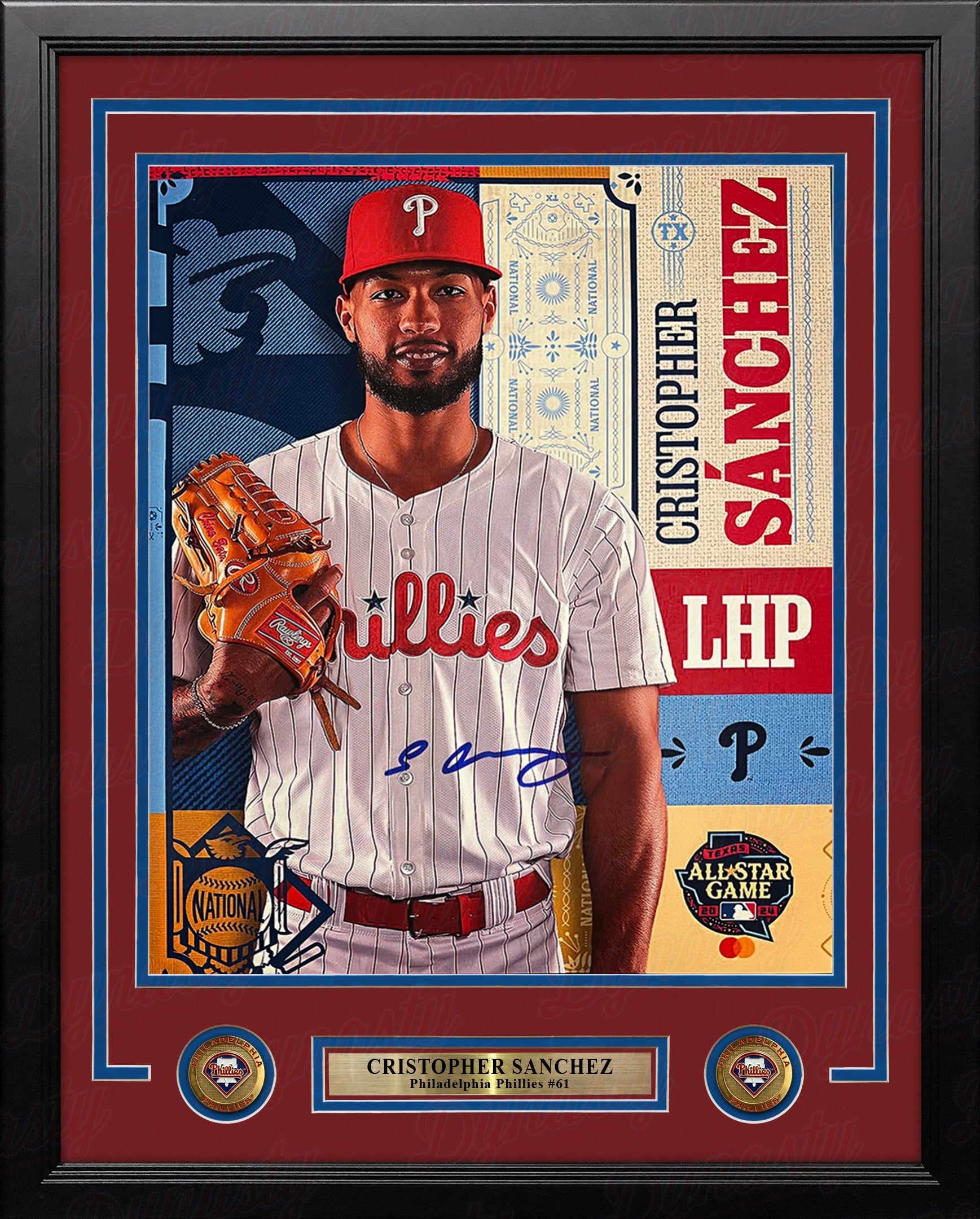 Cristopher Sanchez 2024 All-Star Game Autographed Philadelphia Phillies 11x14 Framed Collage Photo 1