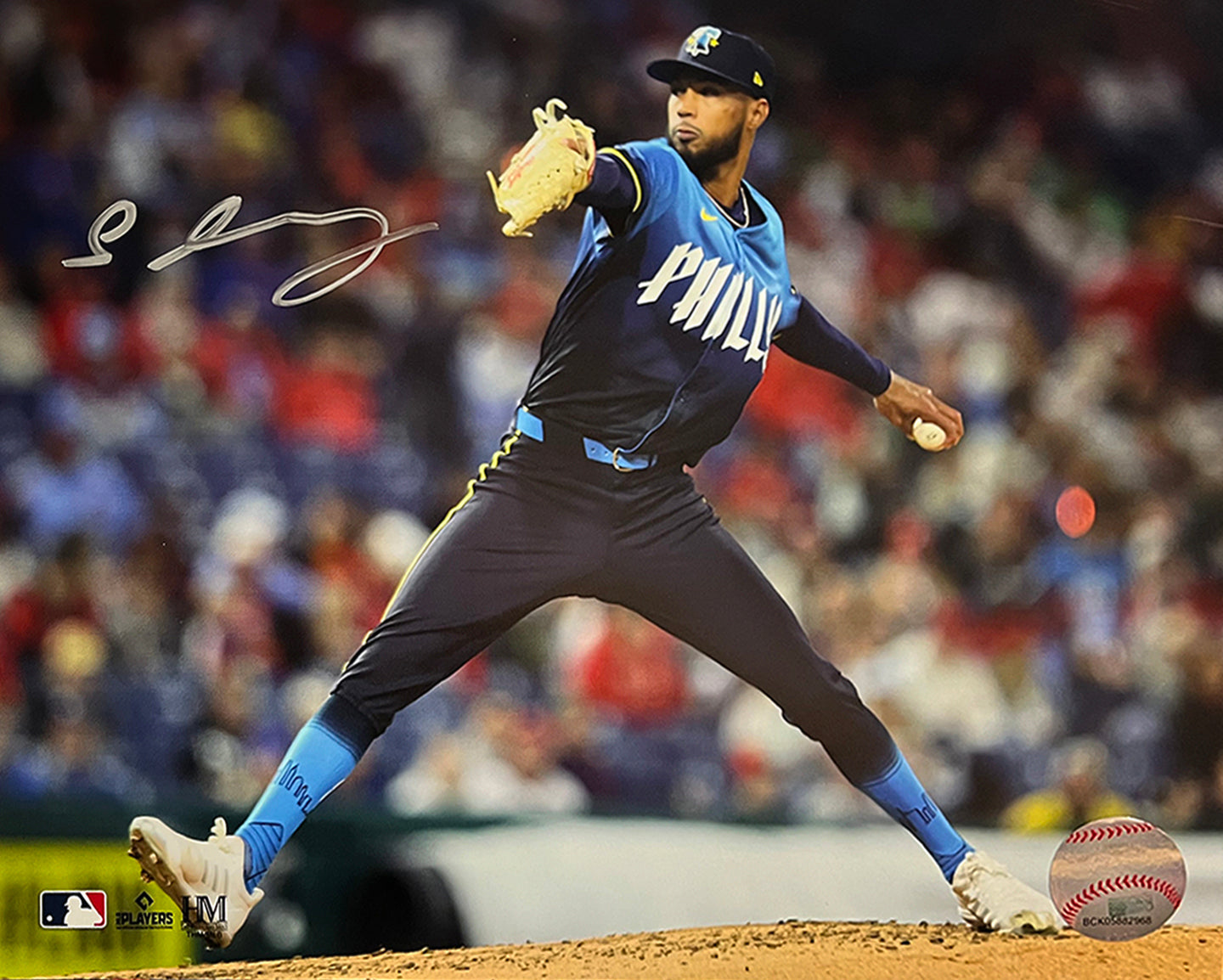 Cristopher Sanchez Autographed Philadelphia Phillies City Connect 11" x 14" Baseball Photo 1