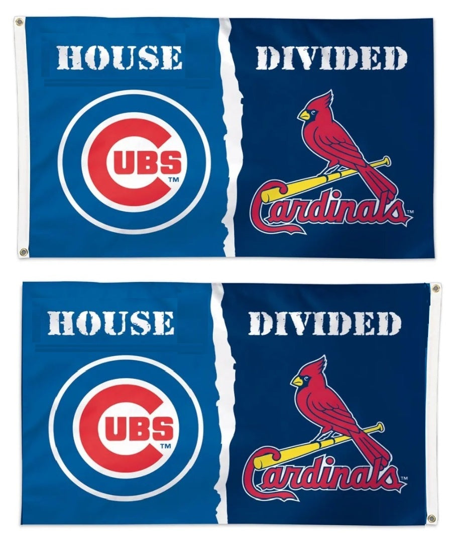 Cubs Cardinals 2 Sided House Divided 3x5 Flag