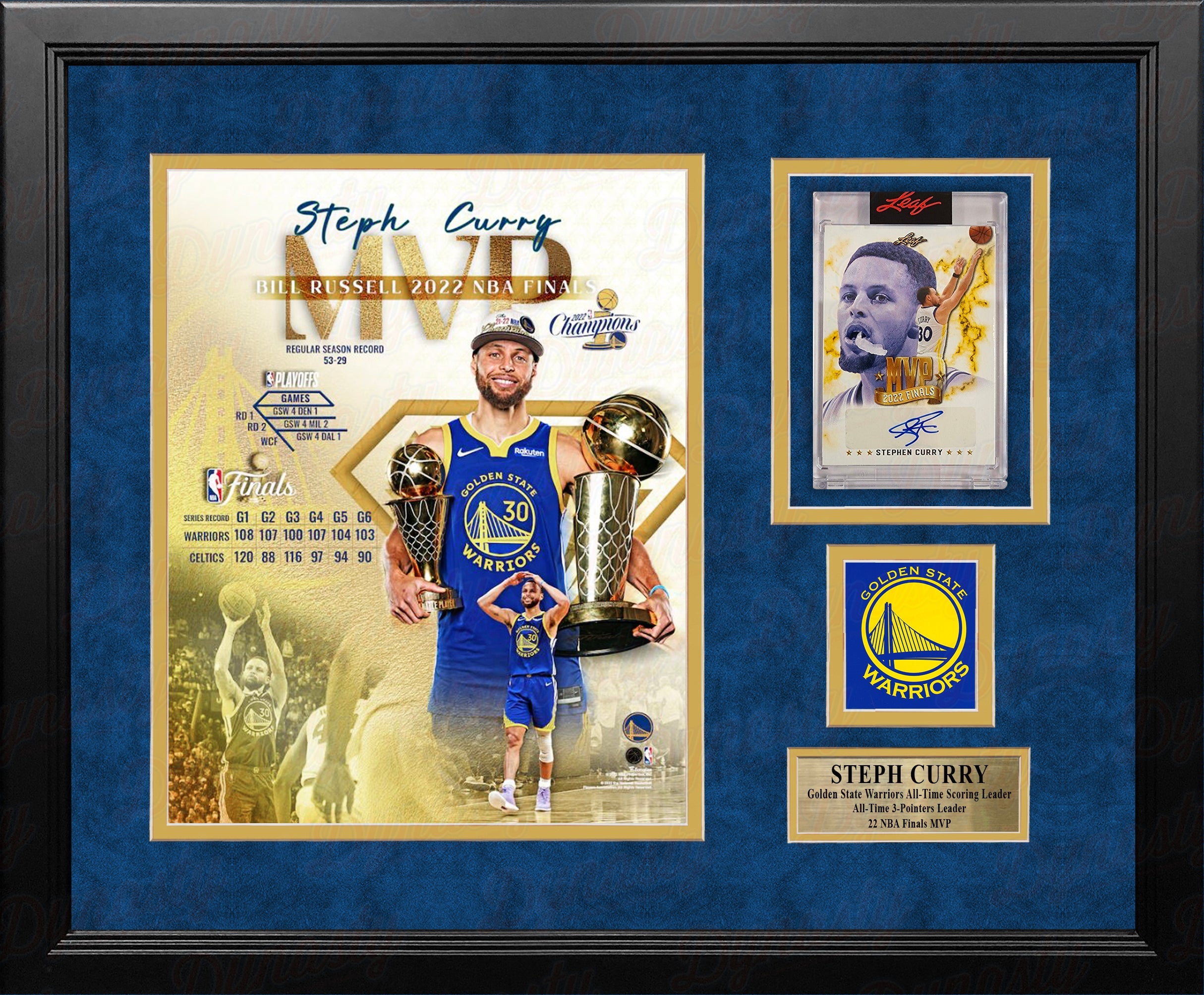 Steph Curry Finals MVP Photo & Autographed Card Golden State Warriors Framed Collage - 1/316 2