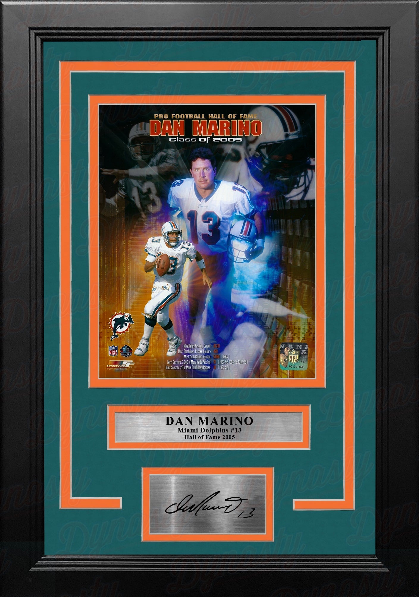 Dan Marino Miami Dolphins 8x10 Framed Hall of Fame Collage Football Photo with Engraved Autograph 1