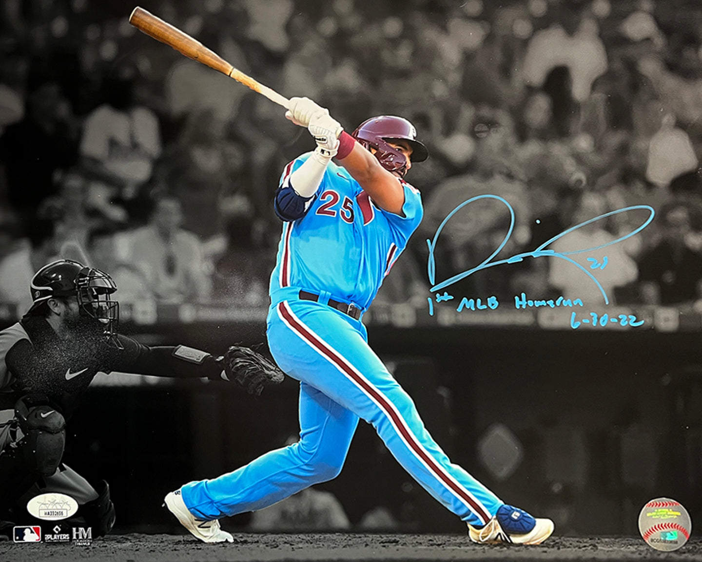 Darick Hall First Home Run Philadelphia Phillies Autographed Baseball Photo 4