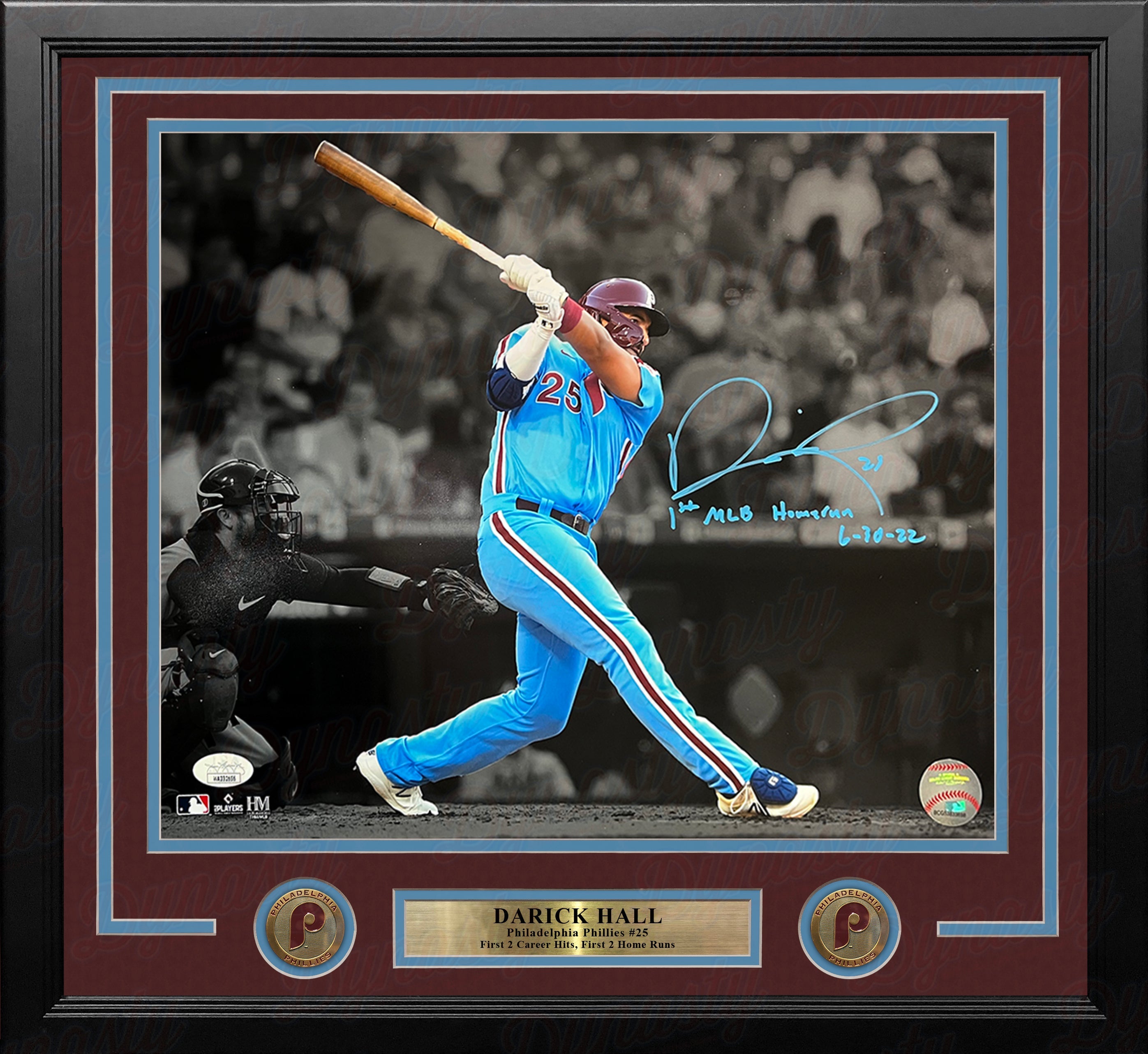 Darick Hall First Home Run Philadelphia Phillies Autographed Framed Baseball Photo 5
