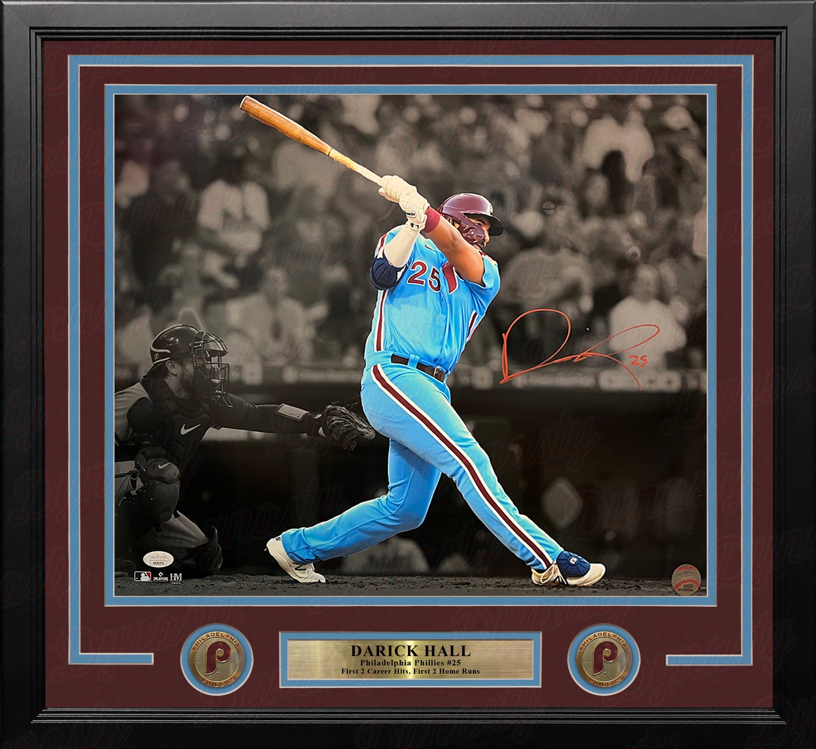 Darick Hall First Home Run Philadelphia Phillies Autographed Framed Baseball Photo 4