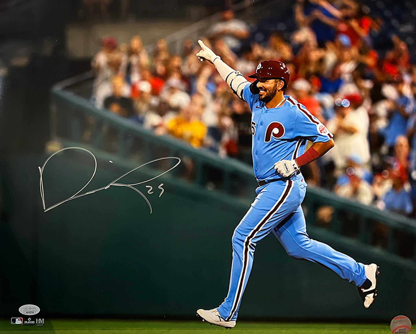 Darick Hall Runs The Bases Philadelphia Phillies Autographed Baseball Photo 4