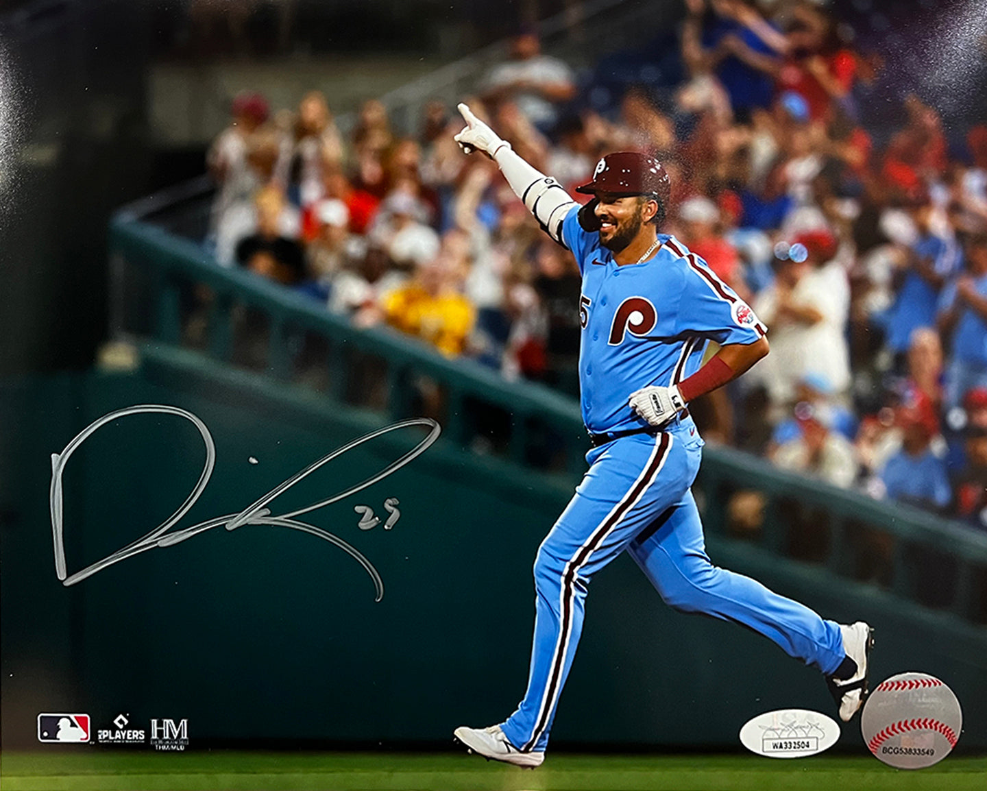 Darick Hall Runs The Bases Philadelphia Phillies Autographed Baseball Photo