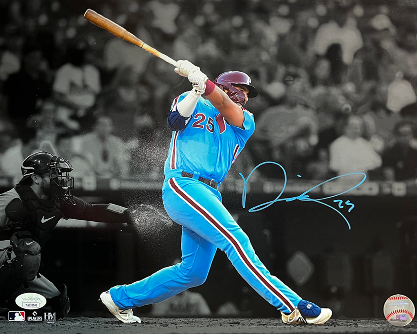 Darick Hall First Home Run Philadelphia Phillies Autographed Baseball Photo 3