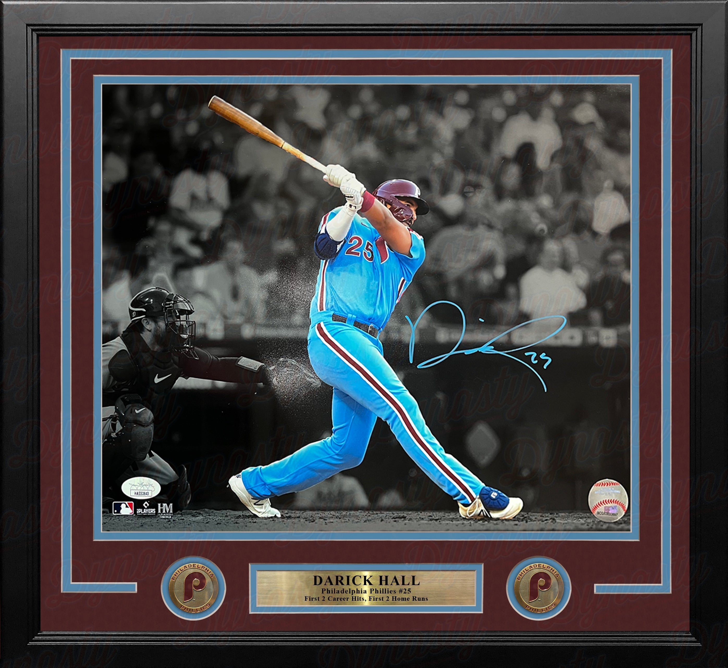 Darick Hall First Home Run Philadelphia Phillies Autographed Framed Baseball Photo 6