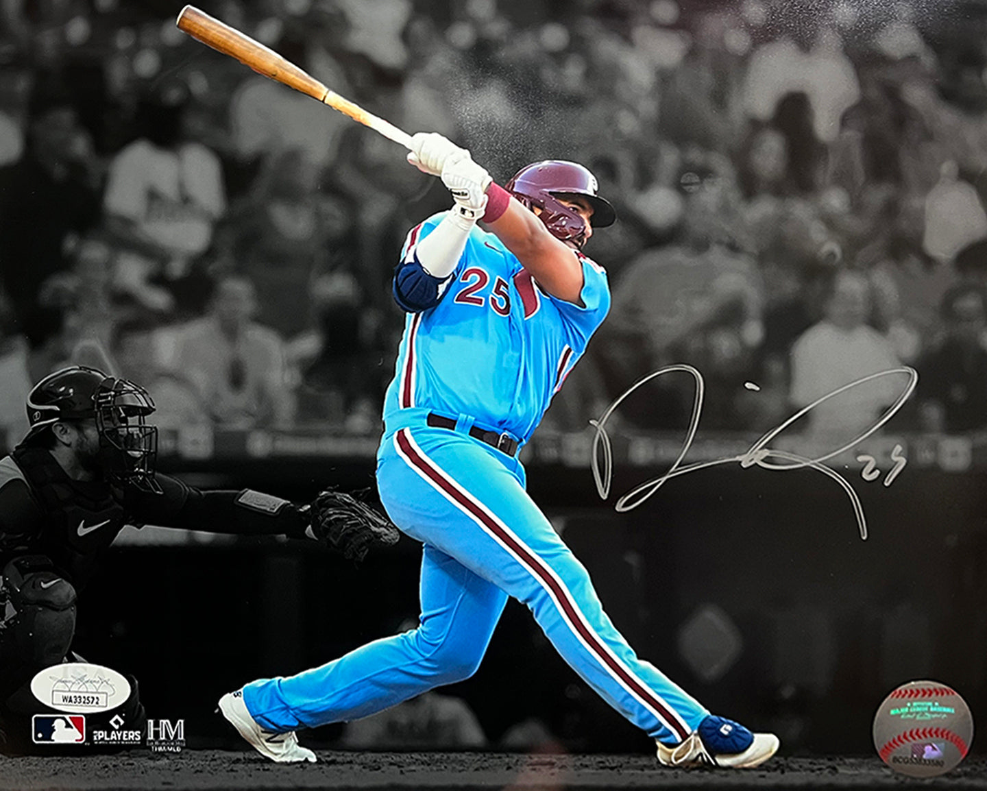 Darick Hall First Home Run Philadelphia Phillies Autographed Baseball Photo 1