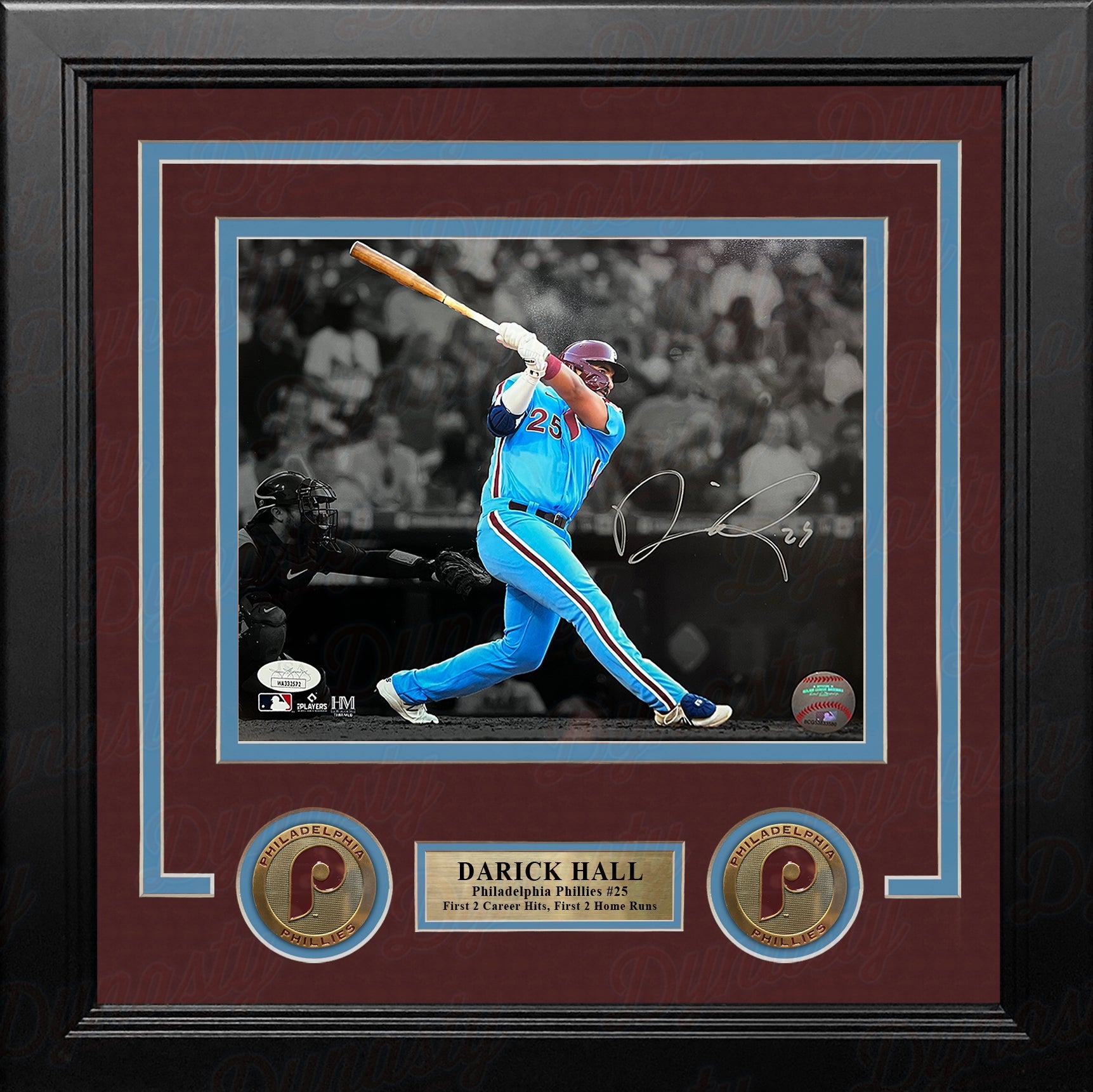 Darick Hall First Home Run Philadelphia Phillies Autographed Framed Baseball Photo 1