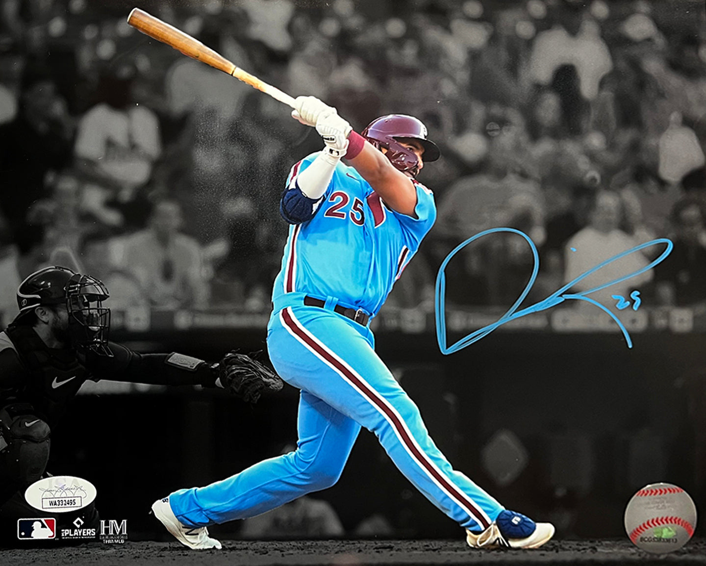 Darick Hall First Home Run Philadelphia Phillies Autographed Baseball Photo 2