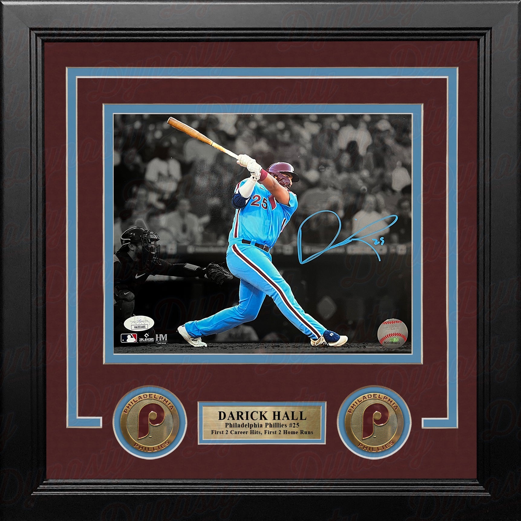 Darick Hall First Home Run Philadelphia Phillies Autographed Framed Baseball Photo 2