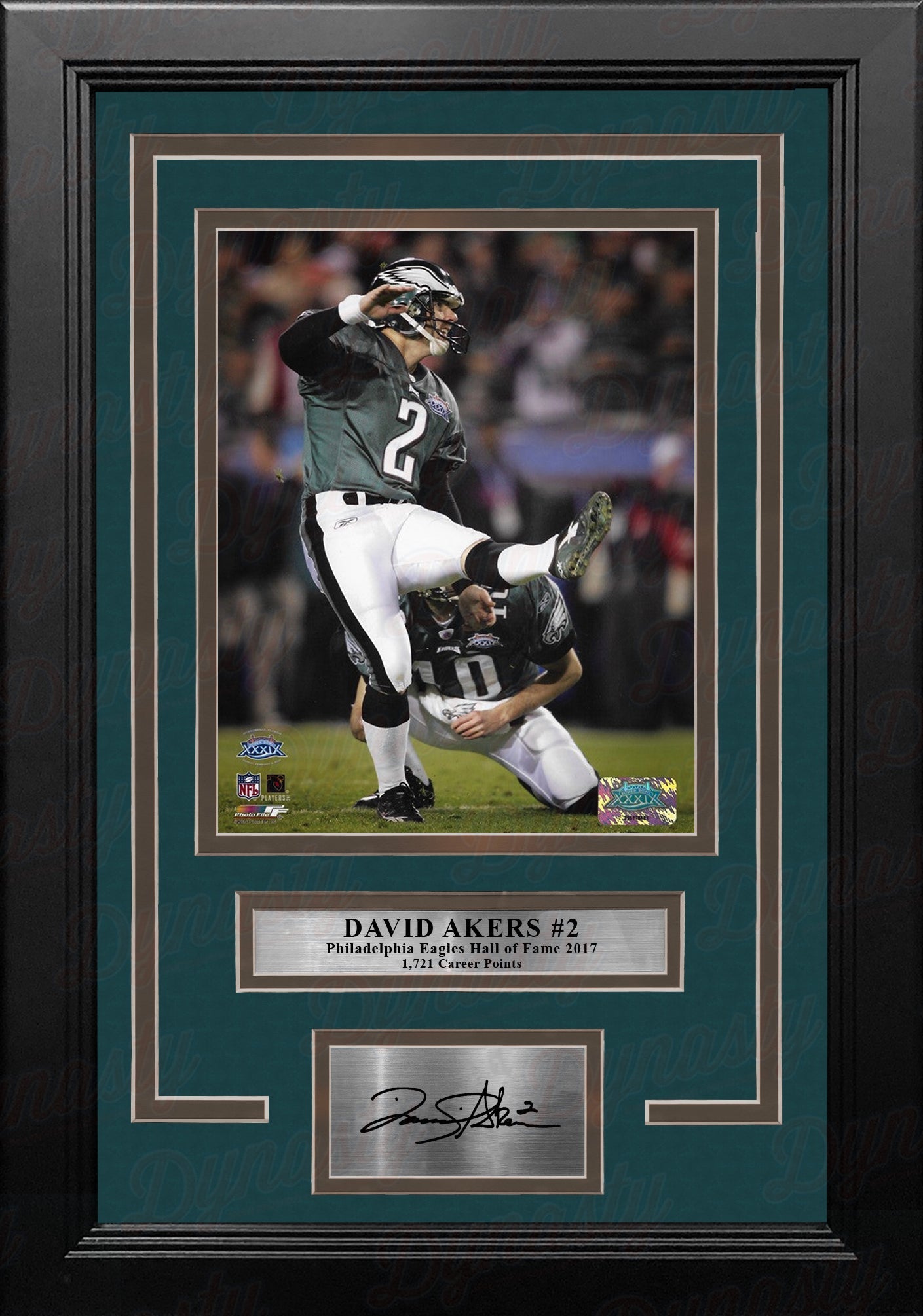David Akers Super Bowl XXXIX Philadelphia Eagles 8x10 Framed Football Photo with Engraved Autograph 2