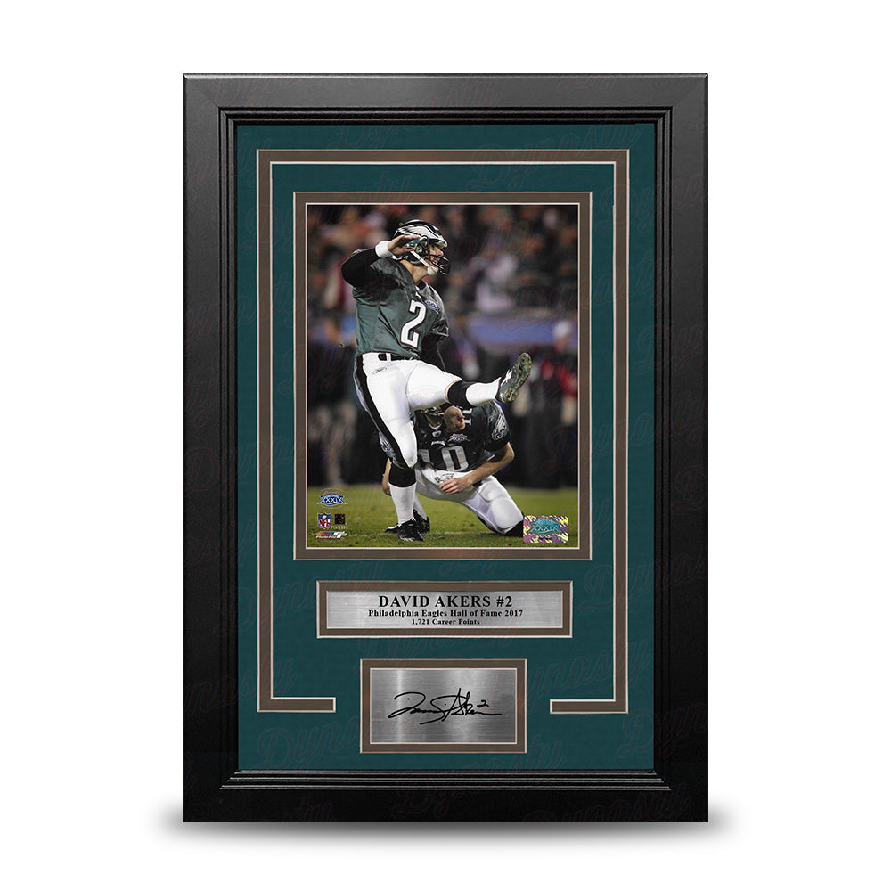 David Akers Super Bowl XXXIX Philadelphia Eagles 8x10 Framed Football Photo with Engraved Autograph 1